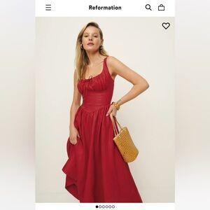 Reformation balia linen dress in sundried tomato